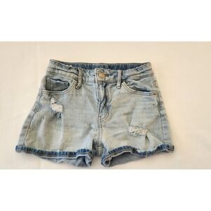 Girls M8‎ Light Blue Denim Distressed CutOff Shorts Adjustable Waist 2.5" Inseam